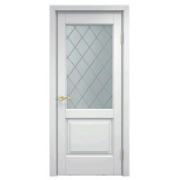 Solid Alder Wooden Door AL13 white enamel + glass rhombus
