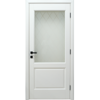 Solid Alder Wooden Door AL13 RAL 9003 + GLASS