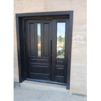 Merida Double. Solid Wooden Entrance Door. Wenge + GLASS