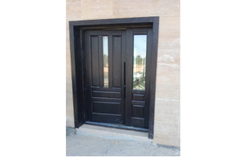Merida Double. Solid Wooden Entrance Door. Wenge + GLASS